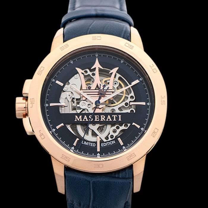 Maserati Automatic Blue Dial Blue Leather Strap Watch For Men - R8821119005