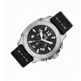 Fossil Modern Machine Chronograph Black Dial Black Leather Strap Watch for Men - FS4928