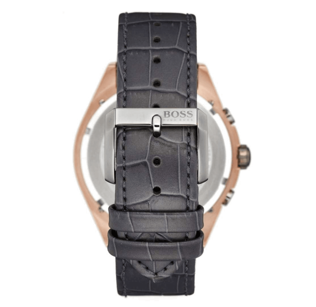 Hugo Boss Onyx Grey Dial Black Leather Strap Watch for Men - 1513366