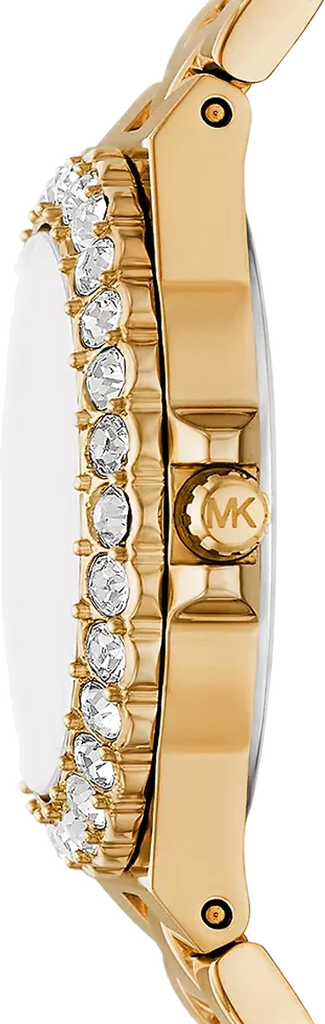 Michael Kors Lennox Three Hand Black Dial Gold Steel Strap Watch For Women - MK7394