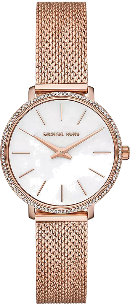 Michael Kors Pyper Quartz Mother of Pearl White Dial Rose Gold Mesh Strap Watch For Women - MK4588