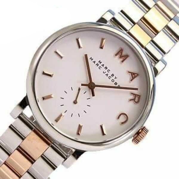Marc Jacobs Baker White Dial Two Tone Steel Strap Watch for Women - MBM3312