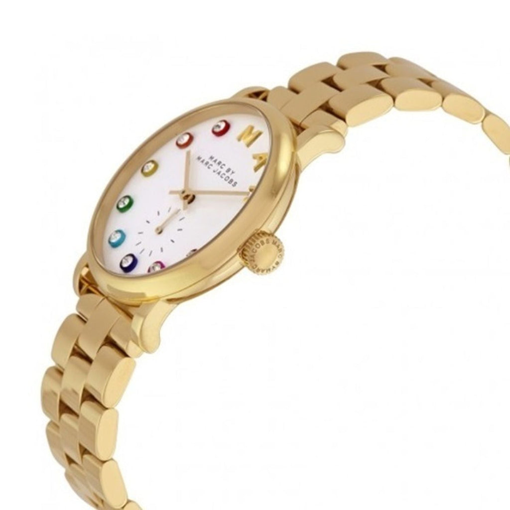 Marc Jacobs Baker White Dial Gold Steel Strap Watch for Women - MBM3440