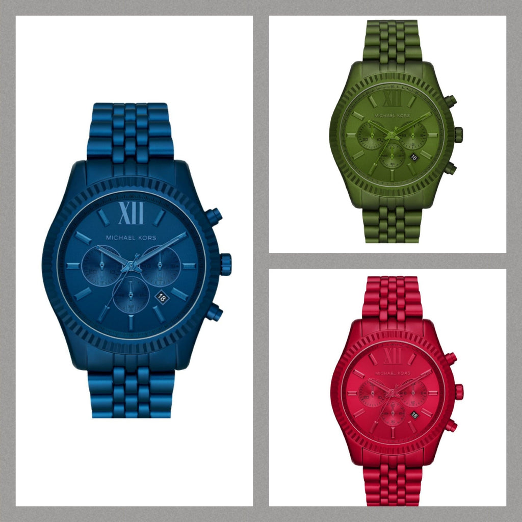 Michael Kors Lexington Chronograph Green Dial Green Steel Strap Watch For Men - MK8790