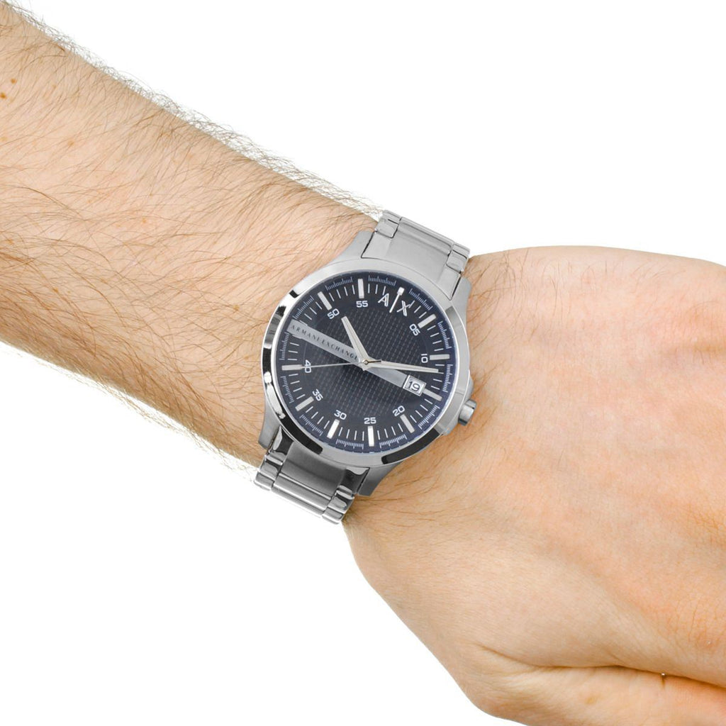 AX2132 Men's Silver Watch on Wrist