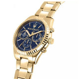 Maserati Competizione Chronograph Blue Dial Gold Steel Strap Watch For Men - R8853100026