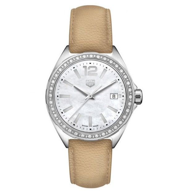 Tag Heuer Formula 1 Quartz Diamonds Mother of Pearl Dial Beige Leather Strap Watch for Women - WBJ131A.FC8254