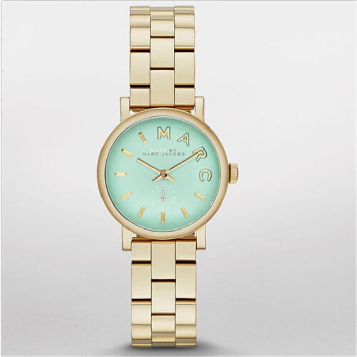 Marc Jacobs Baker Mint Green Dial Gold Steel Strap Watch for Women - MBM3284