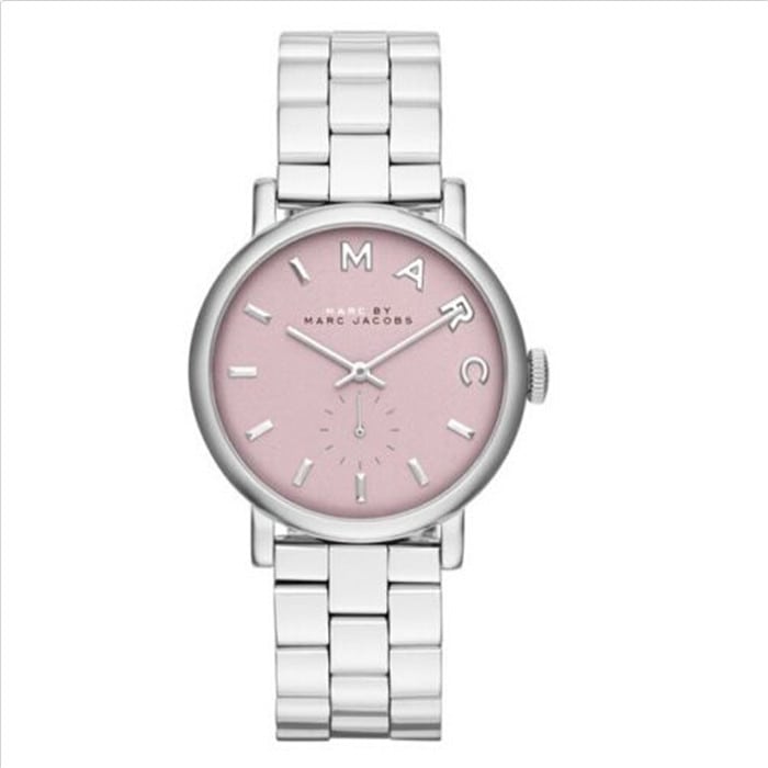 Marc Jacobs Baker Pink Dial Silver Steel Strap Watch for Women - MBM3280