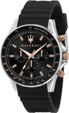 Maserati SFIDA 44mm Black Silicon Chronograph Watch For Men - R8871640002