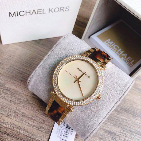 Michael Kors Parker Mother Of Pearl White Dial Two Tone Steel Strap Watch For Women - MK6518