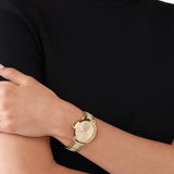 Michael Kors Portia Three-Hand Crystals Gold Dial Gold Steel Strap Watch for Women - MK4602