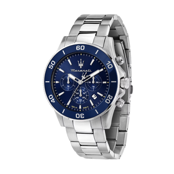 Maserati Competizione Chronograph Blue Dial Silver Steel Strap Watch For Men - R8873600002