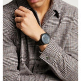 Armani Exchange Hampton Quartz Blue Dial Black Leather Strap Watch for Men - AX2411