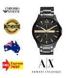 Armani Exchange Hampton Chronograph Black Dial Black Steel Strap Watch For Men - AX2121