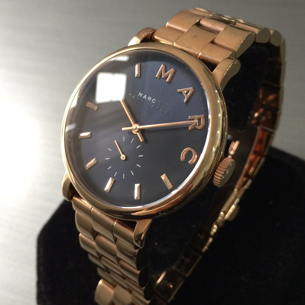 Marc Jacobs Baker Blue Dial Rose Gold Steel Strap Watch for Women - MBM3330