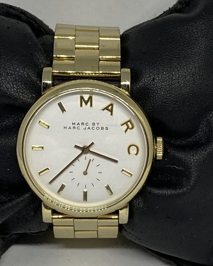 Marc Jacobs Baker White Dial Gold Steel Strap Watch for Women - MBM3243