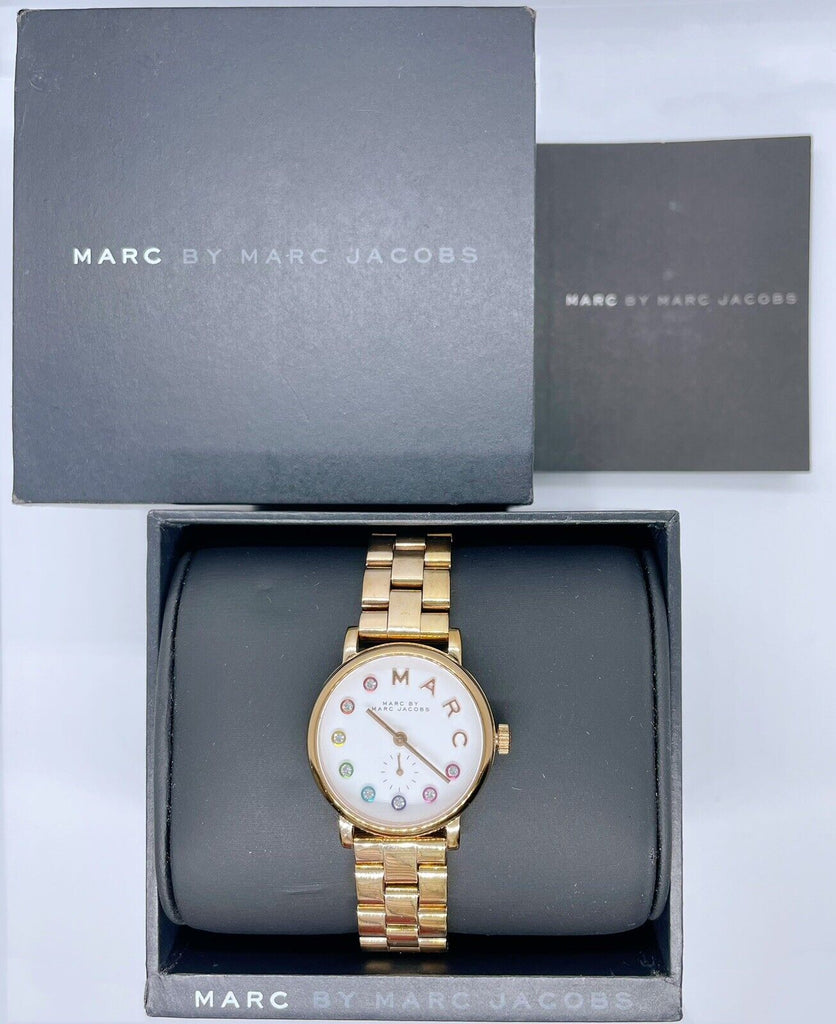 Marc Jacobs Baker White Dial Gold Steel Strap Watch for Women - MBM3440