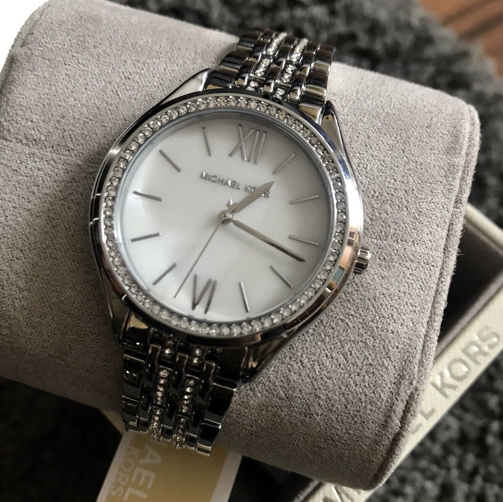 Michael Kors Mindy White Dial Silver Steel Strap Watch For Women - MK7075