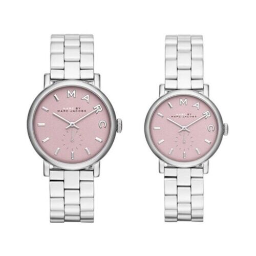 Marc Jacobs Baker Pink Dial Silver Steel Strap Watch for Women - MBM3283
