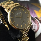 Marc Jacobs Baker Grey Dial Gold Steel Strap Watch for Women - MBM3281