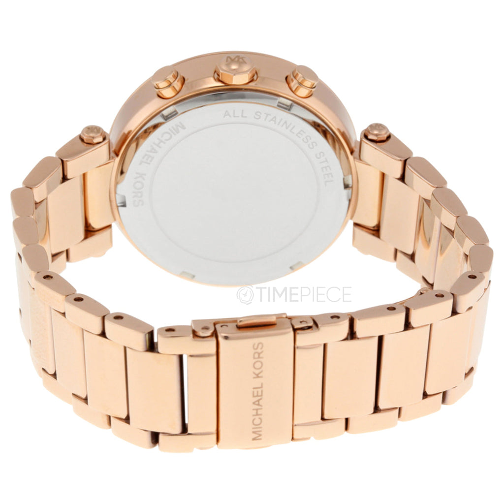 Michael Kors Parker White Dial with Diamonds Rose Gold Steel Strap Watch for Women - MK5491