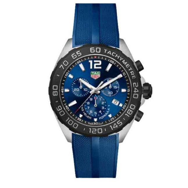 Tag Heuer Formula 1 Chronograph Blue Dial Blue Rubber Strap Watch for Men - CAZ101AV.FT8077