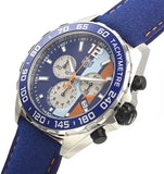 Tag Heuer Formula 1 Gulf Edition Blue Dial Blue Leather Strap Watch for Men - CAZ101N.FC8243