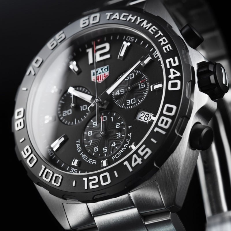 Tag Heuer Formula 1 Chronograph Black Dial Silver Steel Strap Watch for Men - CAZ1010.BA0842