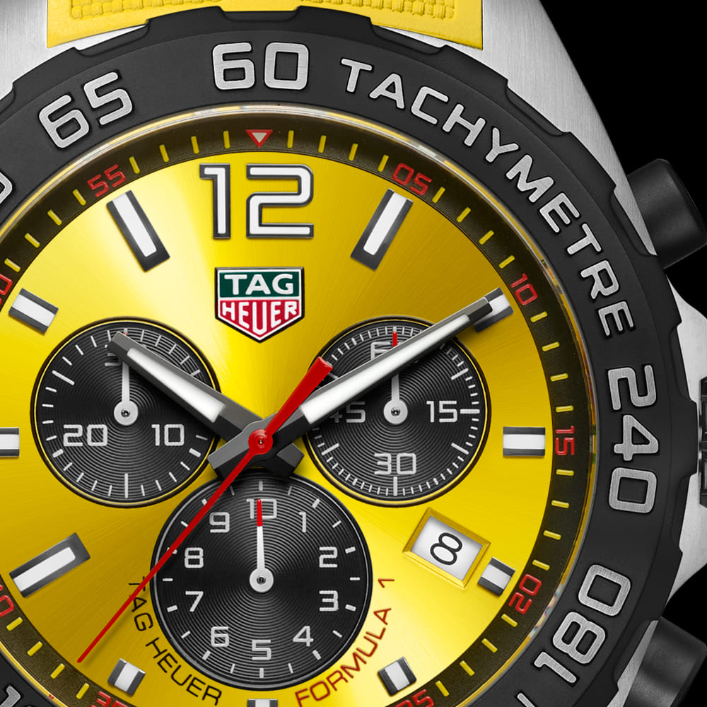 Tag Heuer Formula 1 Chronograph Yellow Dial Yellow Rubber Strap Watch for Men - CAZ101AM.FT8054