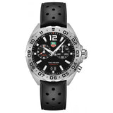 Tag Heuer Formula 1 Alarm Quartz Black Dial Black Rubber Strap Watch for Men -  WAZ111A.FT8023