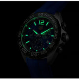 Tag Heuer Formula 1 Chronograph watch with glowing numerals.