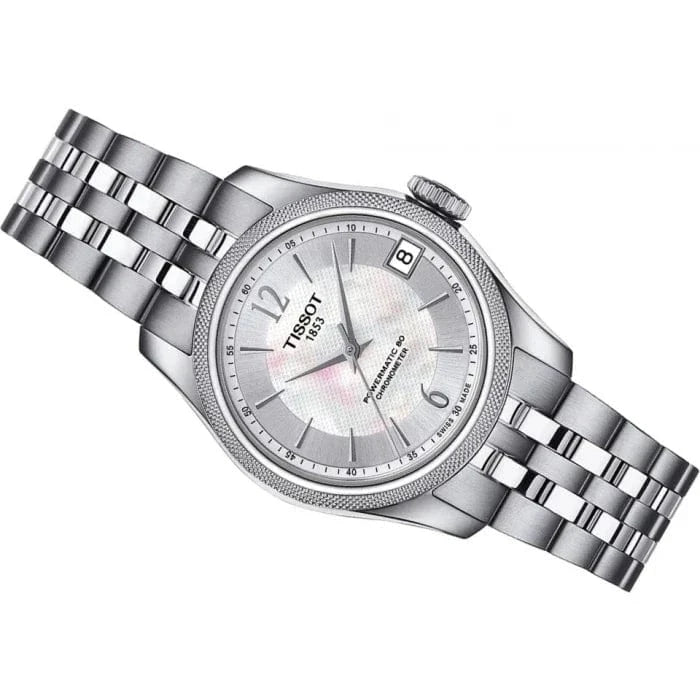 Tissot Ballade Powermatic 80 Automatic Mother of Pearl Dial Silver Steel Strap Watch For Women - T108.208.11.117.00