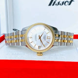 Tissot Ballade Powermatic 80 Mother of Pearl Silver Dial Two Tone Steel Strap Watch For Women - T108.208.22.117.00
