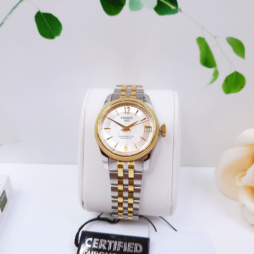 Tissot Ballade Powermatic 80 Mother of Pearl Silver Dial Two Tone Steel Strap Watch For Women - T108.208.22.117.00