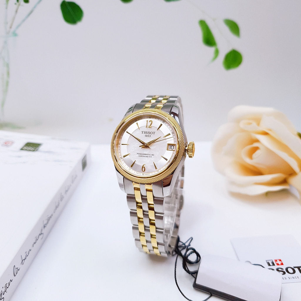 Tissot Ballade Powermatic 80 Mother of Pearl Silver Dial Two Tone Steel Strap Watch For Women - T108.208.22.117.00