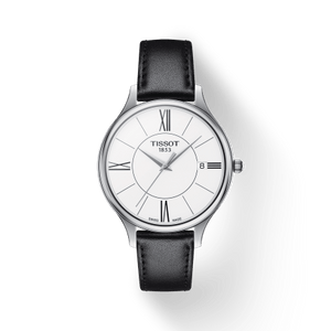 Tissot Bella Ora Round White Dial Black Leather Strap Watch For Women - T103.210.16.018.00