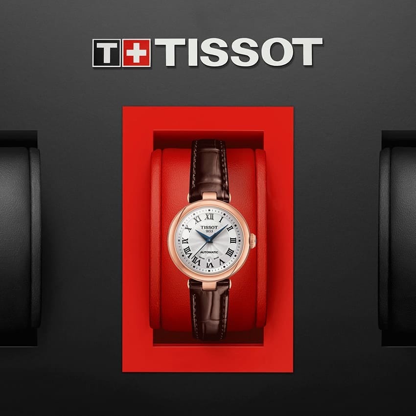 Tissot Bellissima Automatic Silver Dial Brown Leather Strap Watch For Women - T126.207.36.013.00