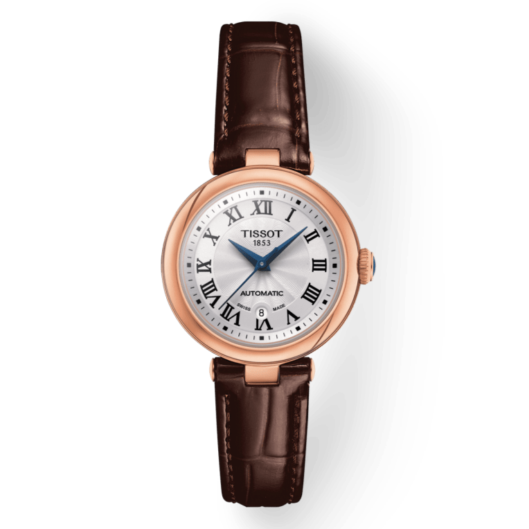 Tissot Bellissima Automatic Silver Dial Brown Leather Strap Watch For Women - T126.207.36.013.00