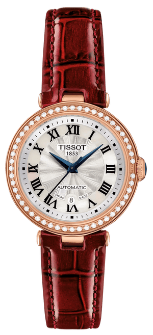 Tissot Bellissima Small Lady Diamonds Silver Dial Brown Leather Strap Watch For Women - T126.207.66.113.00