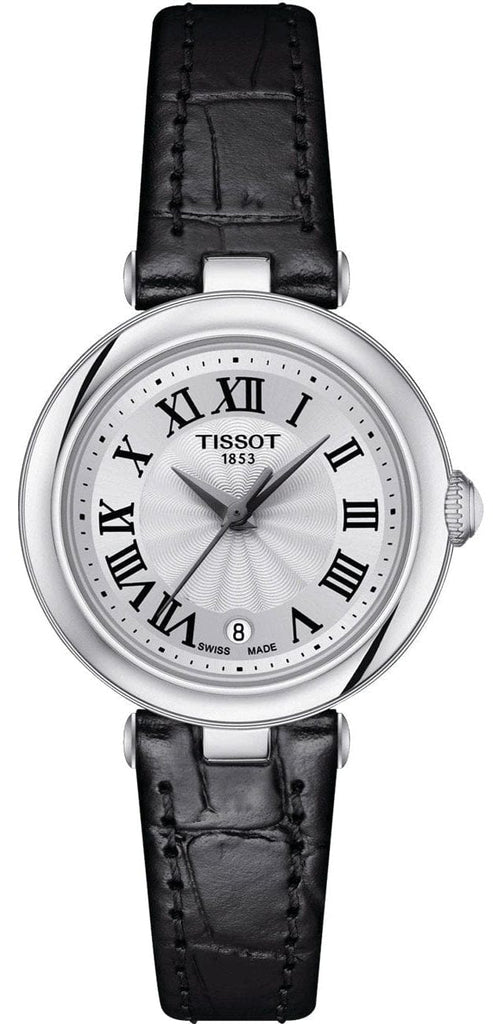 Tissot Bellissima Small Lady Silver Dial Black Leather Strap Watch For Women - T126.010.16.013.00