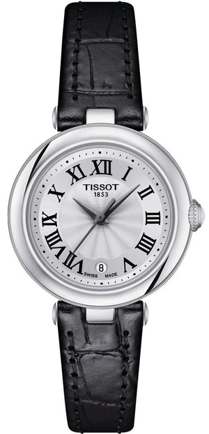 Tissot Bellissima Small Lady Silver Dial Black Leather Strap Watch For Women - T126.010.16.013.00