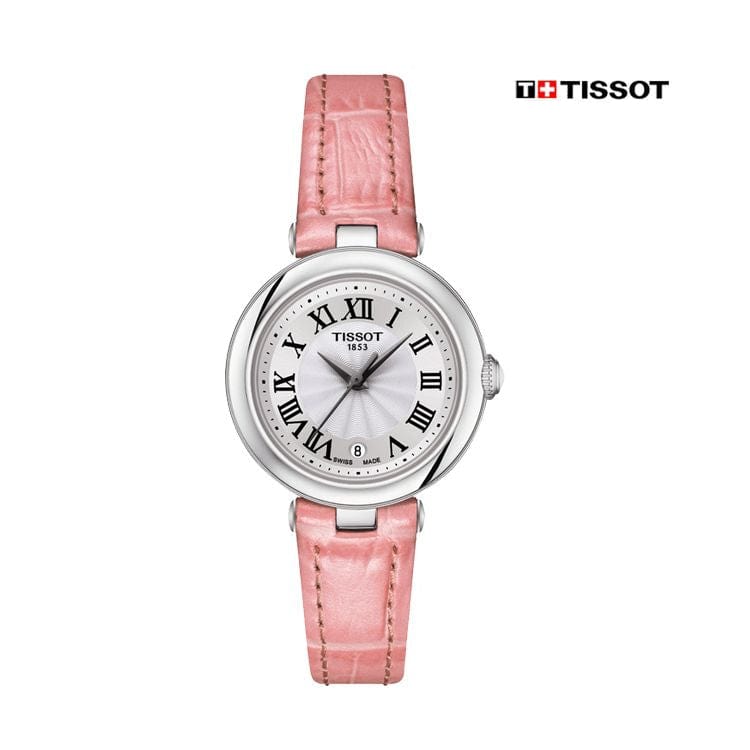 Tissot Bellissima Small Lady Silver Dial Pink Leather Strap Watch For Women - T126.010.16.013.01