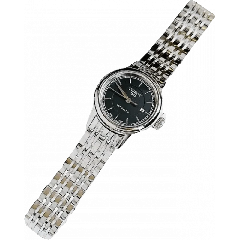 Tissot Carson Automatic Black Dial Silver Steel Strap Watch For Women - T085.207.11.051.00