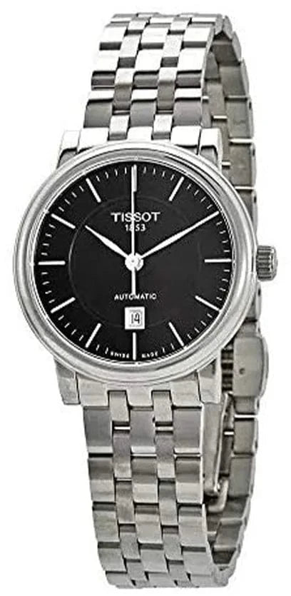 Tissot Carson Automatic Black Dial Silver Steel Strap Watch For Women - T085.207.11.051.00