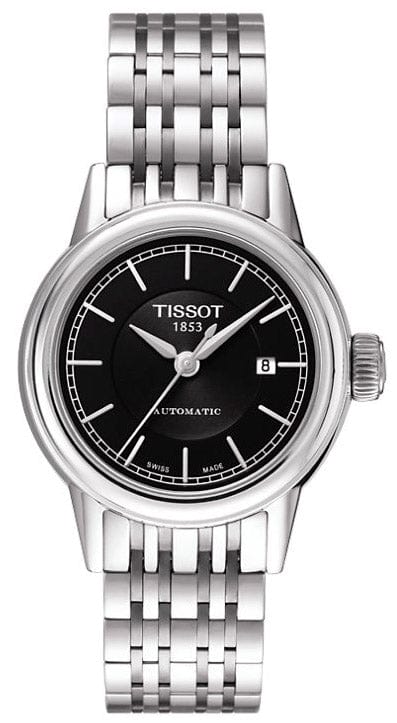 Tissot Carson Automatic Black Dial Silver Steel Strap Watch For Women - T085.207.11.051.00