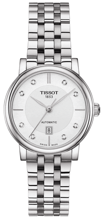 Tissot Carson Premium Automatic Lady Diamonds Silver Dial Silver Steel Strap Watch for Women - T122.207.11.036.00