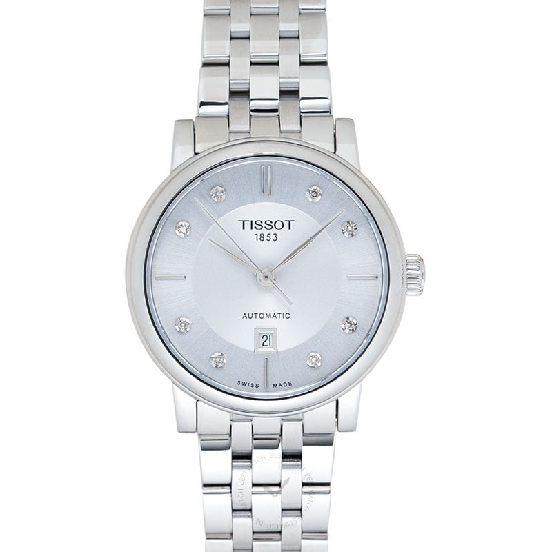 Tissot Carson Premium Automatic Lady Diamonds Silver Dial Silver Steel Strap Watch for Women - T122.207.11.036.00