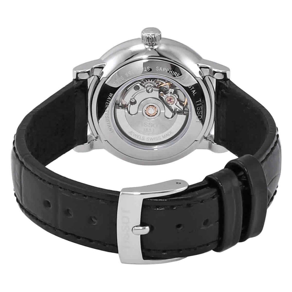 Tissot Carson Premium Automatic Lady Silver Dial Black Leather Strap Watch for Women - T122.207.16.033.00