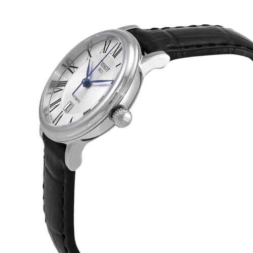 Tissot Carson Premium Automatic Lady Silver Dial Black Leather Strap Watch for Women - T122.207.16.033.00